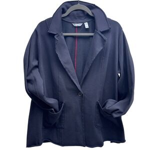 Peace Love World Charcoal 1X Raw Edge Jacket Blazer Casual Comfy Minimalist